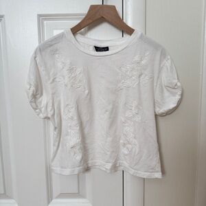 Topshop Petite White Short Sleeve Tee 0P